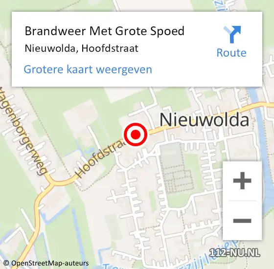 Locatie op kaart van de 112 melding: Brandweer Met Grote Spoed Naar Nieuwolda, Hoofdstraat op 17 juni 2021 23:38