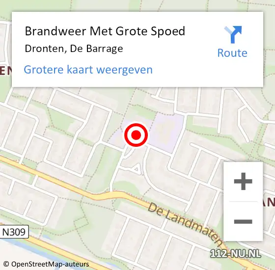 Locatie op kaart van de 112 melding: Brandweer Met Grote Spoed Naar Dronten, De Barrage op 17 juni 2021 23:48