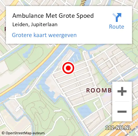 Locatie op kaart van de 112 melding: Ambulance Met Grote Spoed Naar Leiden, Jupiterlaan op 18 juni 2021 00:08