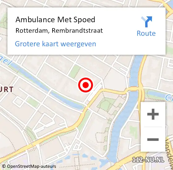 Locatie op kaart van de 112 melding: Ambulance Met Spoed Naar Rotterdam, Rembrandtstraat op 18 juni 2021 00:30