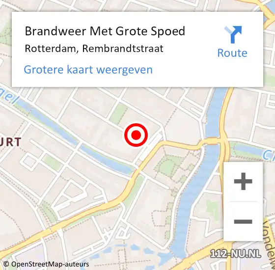 Locatie op kaart van de 112 melding: Brandweer Met Grote Spoed Naar Rotterdam, Rembrandtstraat op 18 juni 2021 00:31