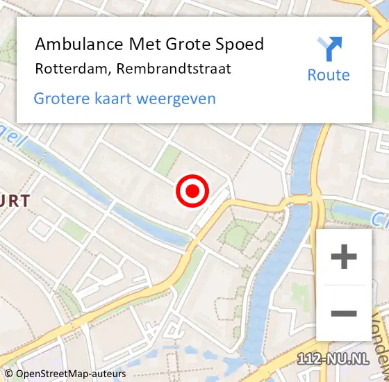 Locatie op kaart van de 112 melding: Ambulance Met Grote Spoed Naar Rotterdam, Rembrandtstraat op 18 juni 2021 00:31