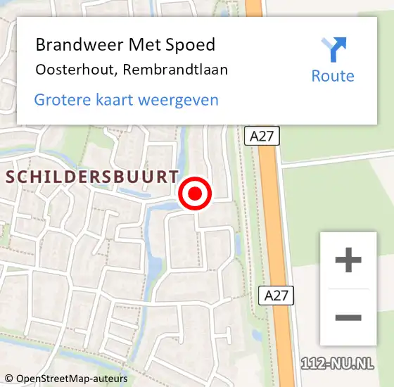 Locatie op kaart van de 112 melding: Brandweer Met Spoed Naar Oosterhout, Rembrandtlaan op 18 juni 2021 00:51