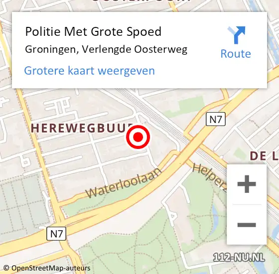Locatie op kaart van de 112 melding: Politie Met Grote Spoed Naar Groningen, Verlengde Oosterweg op 18 juni 2021 00:54