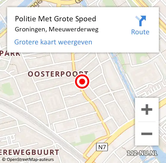 Locatie op kaart van de 112 melding: Politie Met Grote Spoed Naar Groningen, Meeuwerderweg op 18 juni 2021 00:55