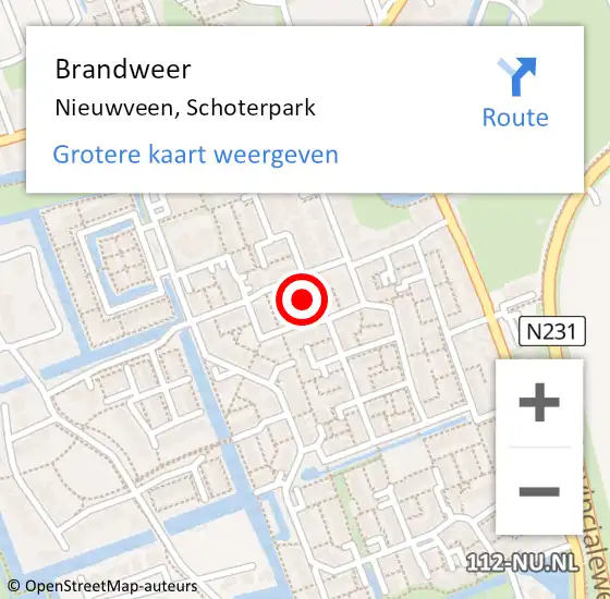 Locatie op kaart van de 112 melding: Brandweer Nieuwveen, Schoterpark op 18 juni 2021 00:58