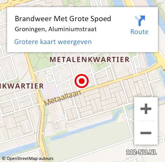 Locatie op kaart van de 112 melding: Brandweer Met Grote Spoed Naar Groningen, Aluminiumstraat op 18 juni 2021 01:08