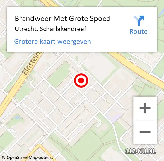 Locatie op kaart van de 112 melding: Brandweer Met Grote Spoed Naar Utrecht, Scharlakendreef op 18 juni 2021 01:47
