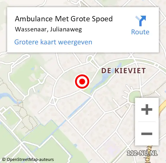 Locatie op kaart van de 112 melding: Ambulance Met Grote Spoed Naar Wassenaar, Julianaweg op 18 juni 2021 01:55