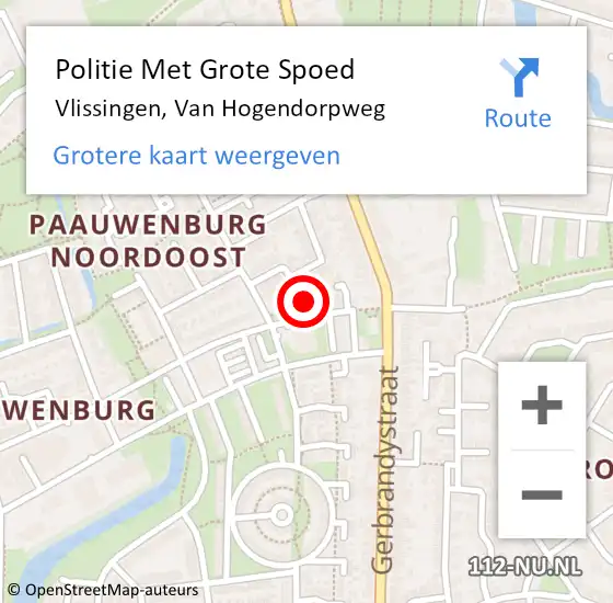 Locatie op kaart van de 112 melding: Politie Met Grote Spoed Naar Vlissingen, Van Hogendorpweg op 18 juni 2021 02:17