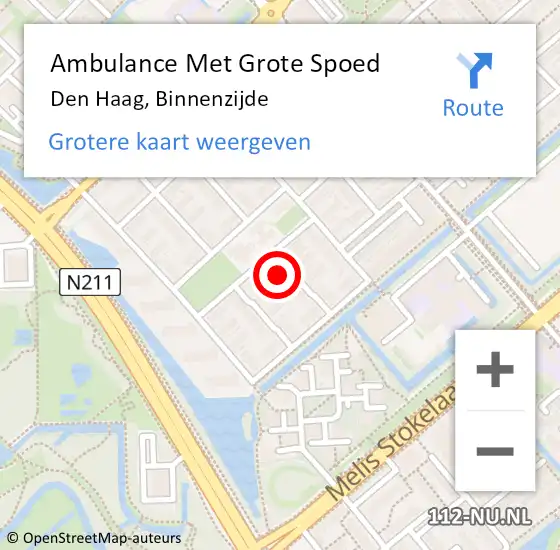 Locatie op kaart van de 112 melding: Ambulance Met Grote Spoed Naar Den Haag, Binnenzijde op 18 juni 2021 02:25