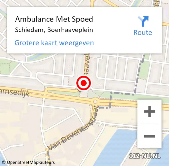 Locatie op kaart van de 112 melding: Ambulance Met Spoed Naar Schiedam, Boerhaaveplein op 18 juni 2021 03:31