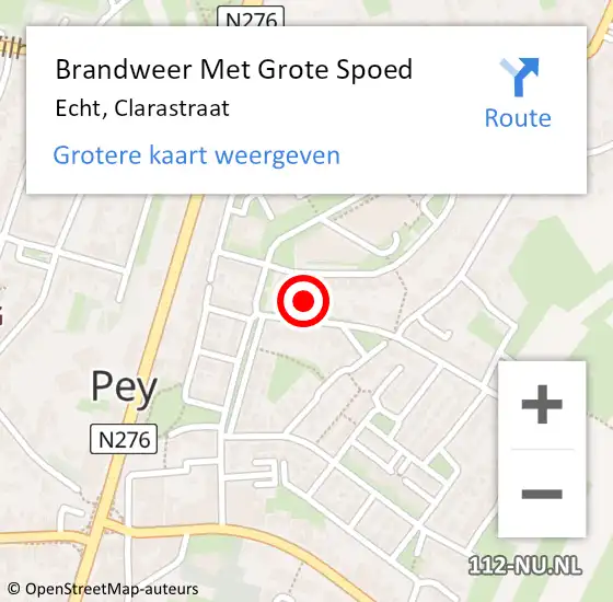 Locatie op kaart van de 112 melding: Brandweer Met Grote Spoed Naar Echt, Clarastraat op 18 juni 2021 03:56