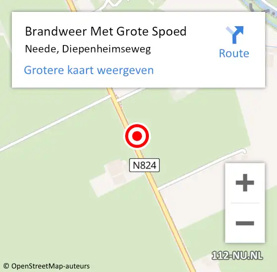 Locatie op kaart van de 112 melding: Brandweer Met Grote Spoed Naar Neede, Diepenheimseweg op 18 juni 2021 04:00