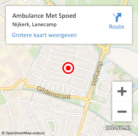 Locatie op kaart van de 112 melding: Ambulance Met Spoed Naar Nijkerk, Lanecamp op 18 juni 2021 04:26