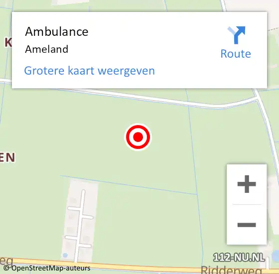 Locatie op kaart van de 112 melding: Ambulance Ameland op 18 juni 2021 04:46