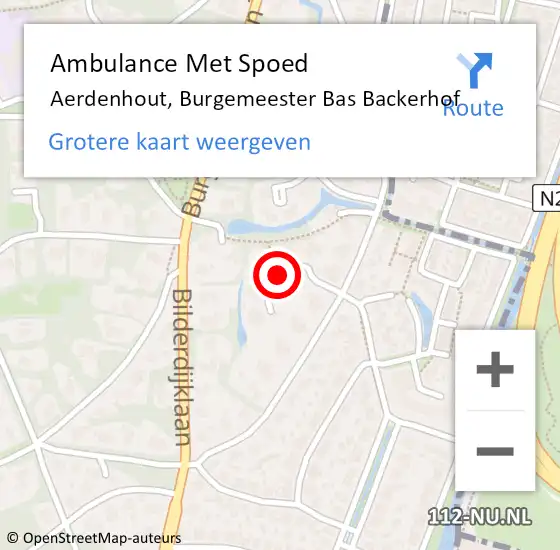 Locatie op kaart van de 112 melding: Ambulance Met Spoed Naar Aerdenhout, Burgemeester Bas Backerhof op 18 juni 2021 04:57