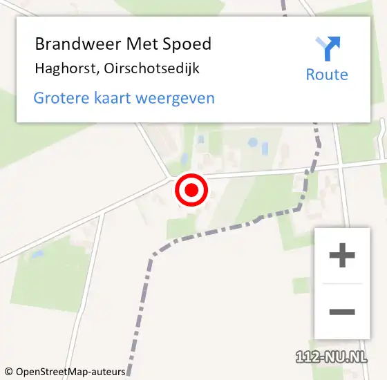Locatie op kaart van de 112 melding: Brandweer Met Spoed Naar Haghorst, Oirschotsedijk op 18 juni 2021 05:24