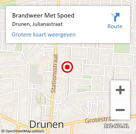 Locatie op kaart van de 112 melding: Brandweer Met Spoed Naar Drunen, Julianastraat op 18 juni 2021 05:26