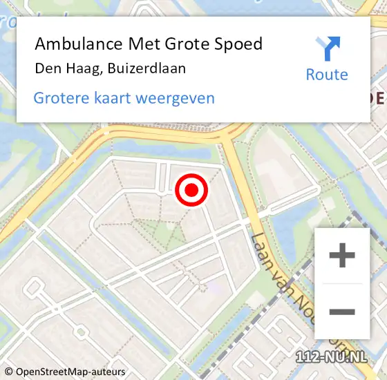 Locatie op kaart van de 112 melding: Ambulance Met Grote Spoed Naar Den Haag, Buizerdlaan op 18 juni 2021 05:38