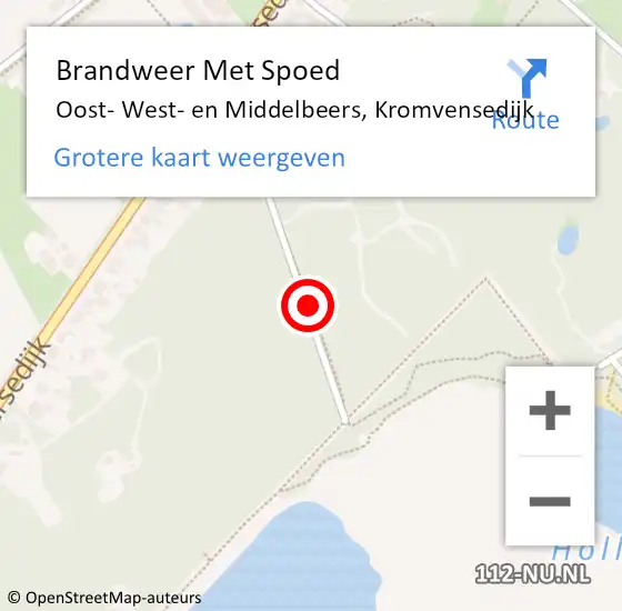 Locatie op kaart van de 112 melding: Brandweer Met Spoed Naar Oost- West- en Middelbeers, Kromvensedijk op 18 juni 2021 05:50