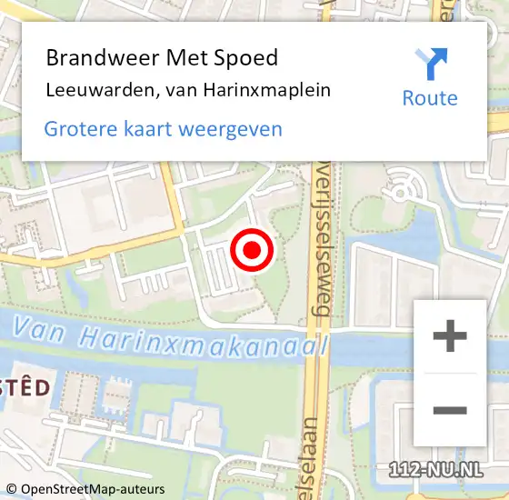 Locatie op kaart van de 112 melding: Brandweer Met Spoed Naar Leeuwarden, van Harinxmaplein op 18 juni 2021 05:57