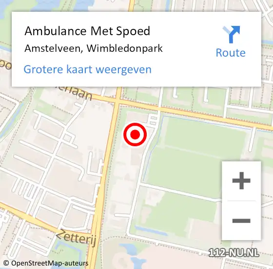 Locatie op kaart van de 112 melding: Ambulance Met Spoed Naar Amstelveen, Wimbledonpark op 18 juni 2021 05:59