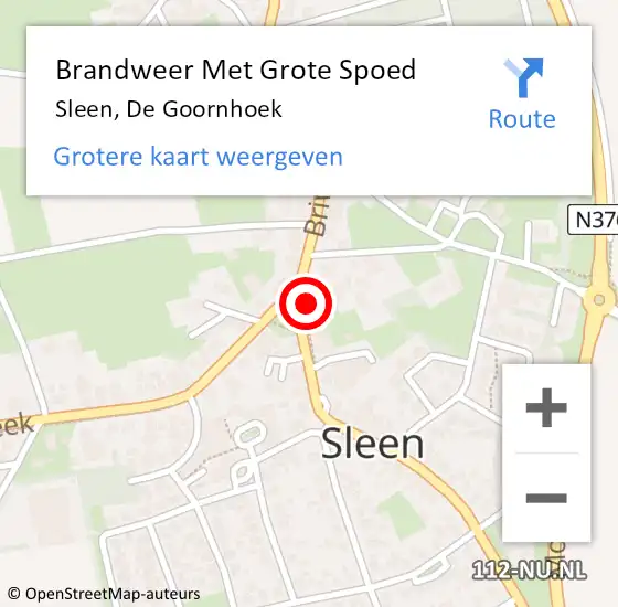 Locatie op kaart van de 112 melding: Brandweer Met Grote Spoed Naar Sleen, De Goornhoek op 13 juni 2014 16:05