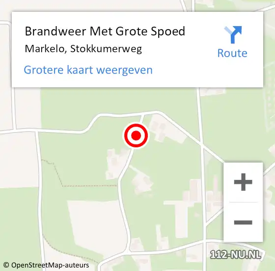 Locatie op kaart van de 112 melding: Brandweer Met Grote Spoed Naar Markelo, Stokkumerweg op 18 juni 2021 06:50