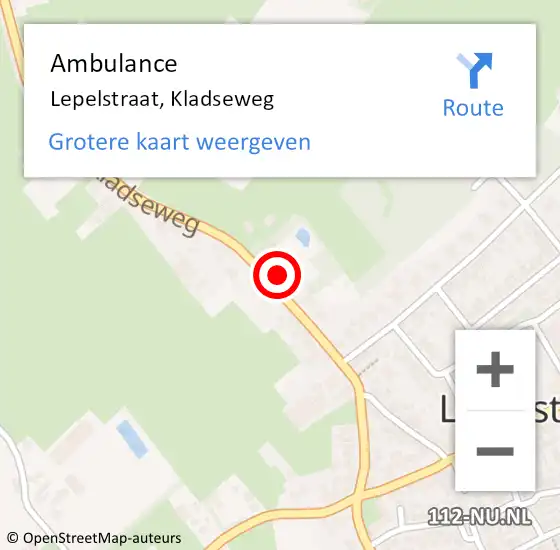 Locatie op kaart van de 112 melding: Ambulance Lepelstraat, Kladseweg op 13 juni 2014 16:06