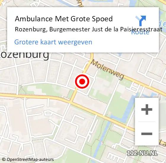 Locatie op kaart van de 112 melding: Ambulance Met Grote Spoed Naar Rozenburg, Burgemeester Just de la Paisieresstraat op 18 juni 2021 07:02