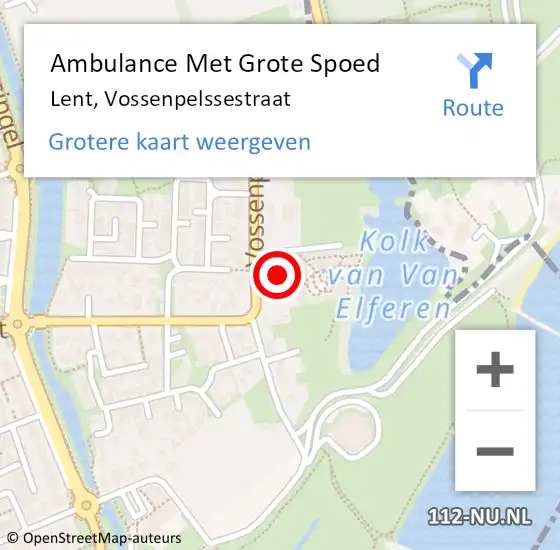 Locatie op kaart van de 112 melding: Ambulance Met Grote Spoed Naar Lent, Vossenpelssestraat op 18 juni 2021 07:03