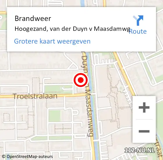Locatie op kaart van de 112 melding: Brandweer Hoogezand, van der Duyn v Maasdamwg op 18 juni 2021 07:06