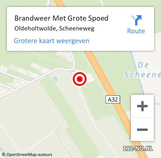 Locatie op kaart van de 112 melding: Brandweer Met Grote Spoed Naar Oldeholtwolde, Scheeneweg op 18 juni 2021 07:07