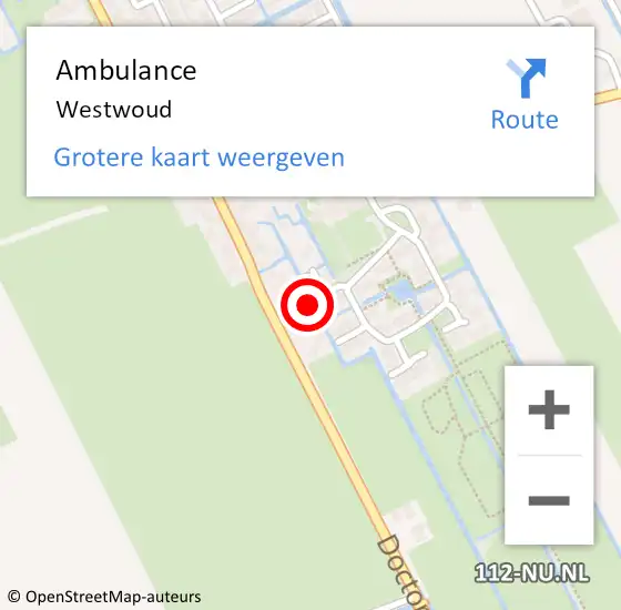 Locatie op kaart van de 112 melding: Ambulance Westwoud op 18 juni 2021 07:07