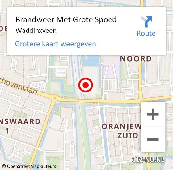 Locatie op kaart van de 112 melding: Brandweer Met Grote Spoed Naar Waddinxveen op 18 juni 2021 07:15