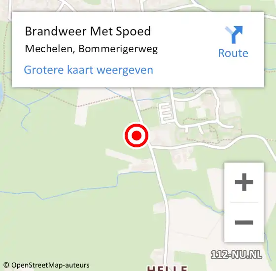 Locatie op kaart van de 112 melding: Brandweer Met Spoed Naar Mechelen, Bommerigerweg op 18 juni 2021 07:17