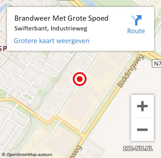 Locatie op kaart van de 112 melding: Brandweer Met Grote Spoed Naar Swifterbant, Industrieweg op 18 juni 2021 07:23