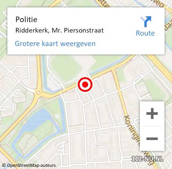 Locatie op kaart van de 112 melding: Politie Ridderkerk, Mr. Piersonstraat op 18 juni 2021 07:34