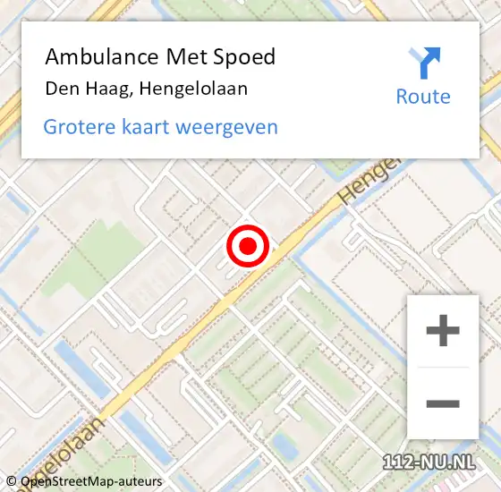 Locatie op kaart van de 112 melding: Ambulance Met Spoed Naar Den Haag, Hengelolaan op 18 juni 2021 07:40