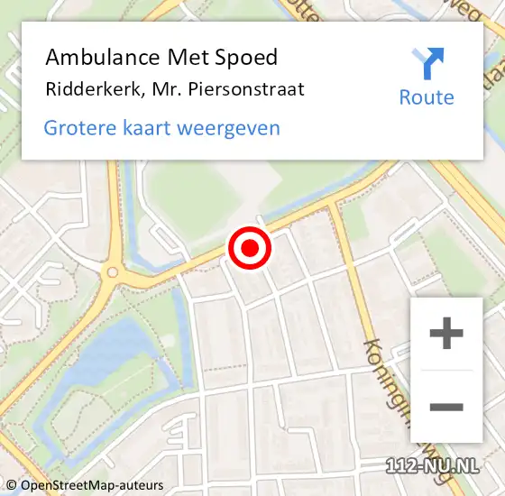 Locatie op kaart van de 112 melding: Ambulance Met Spoed Naar Ridderkerk, Mr. Piersonstraat op 18 juni 2021 07:42