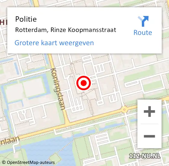 Locatie op kaart van de 112 melding: Politie Rotterdam, Rinze Koopmansstraat op 18 juni 2021 07:44