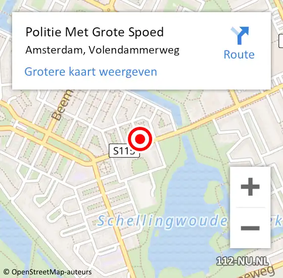 Locatie op kaart van de 112 melding: Politie Met Grote Spoed Naar Amsterdam, Volendammerweg op 18 juni 2021 07:51