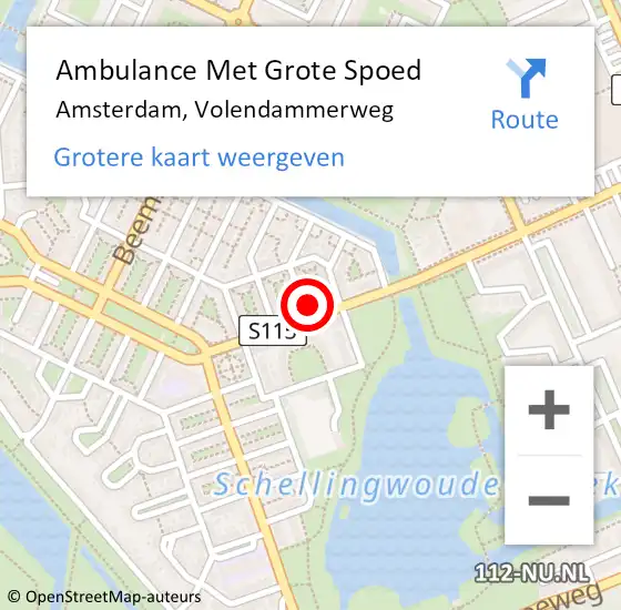 Locatie op kaart van de 112 melding: Ambulance Met Grote Spoed Naar Amsterdam, Volendammerweg op 18 juni 2021 07:51