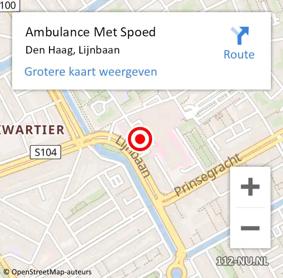 Locatie op kaart van de 112 melding: Ambulance Met Spoed Naar Den Haag, Lijnbaan op 18 juni 2021 07:53