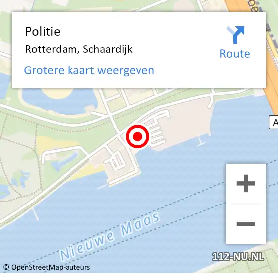 Locatie op kaart van de 112 melding: Politie Rotterdam, Schaardijk op 18 juni 2021 07:54