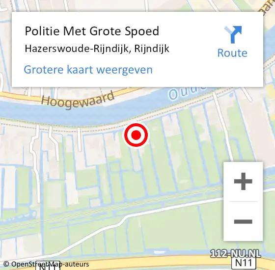 Locatie op kaart van de 112 melding: Politie Met Grote Spoed Naar Hazerswoude-Rijndijk, Rijndijk op 18 juni 2021 08:10