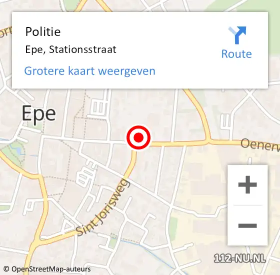 Locatie op kaart van de 112 melding: Politie Epe, Stationsstraat op 18 juni 2021 08:20