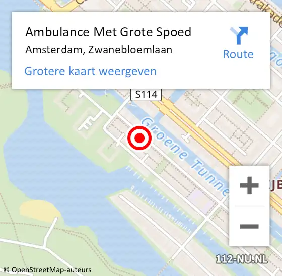 Locatie op kaart van de 112 melding: Ambulance Met Grote Spoed Naar Amsterdam, Zwanebloemlaan op 18 juni 2021 08:30