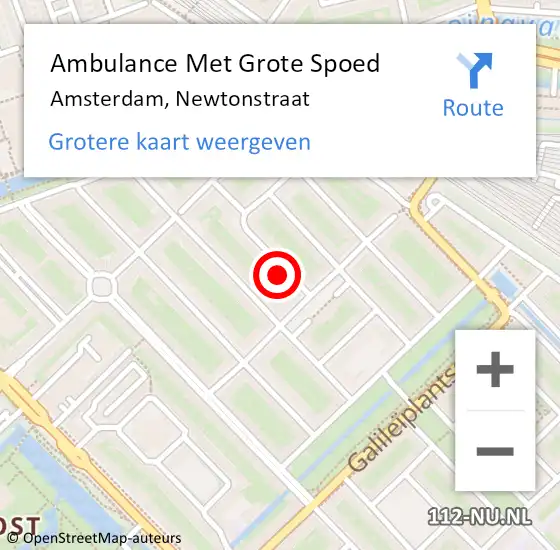 Locatie op kaart van de 112 melding: Ambulance Met Grote Spoed Naar Amsterdam, Newtonstraat op 18 juni 2021 08:31